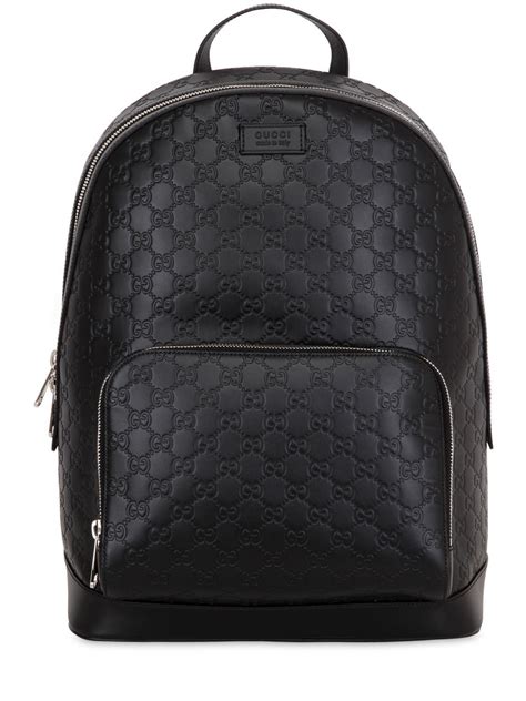 gucci black large backpack|gucci signature leather backpack black.